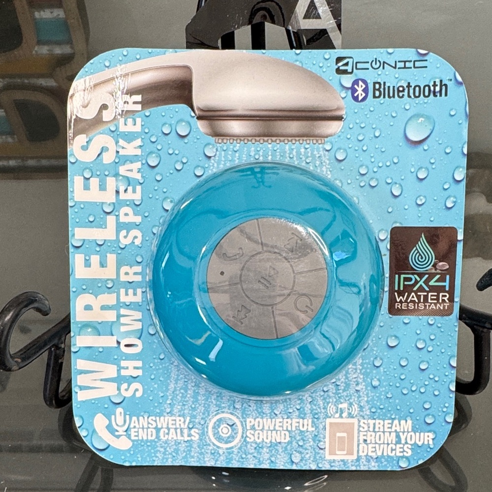 Aduro Wireless‎ Bluetooth Shower Speaker IPX4 Water Resistant Blue